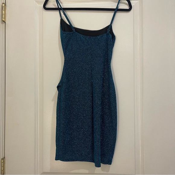 SIZE S | Lulus Blue Sparkly Body-con Dress - Picture 3 of 3